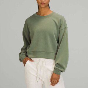 LULULEMON PERFECTLY OVERSIZED CROPPED CREW SOFTSTREME GREEN TWILL SIZE 20